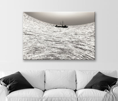 Surreal Ocean Art Print with Fishing Boat at Block Island