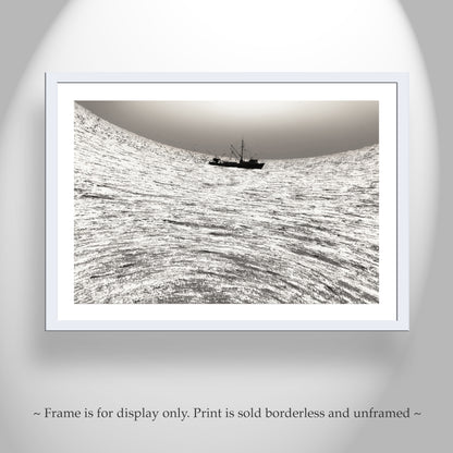 Surreal Ocean Art Print with Fishing Boat at Block Island