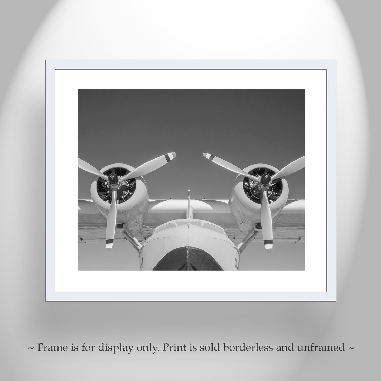 Vintage Seaplane Flying Boat Artwork – Black & White Art Set