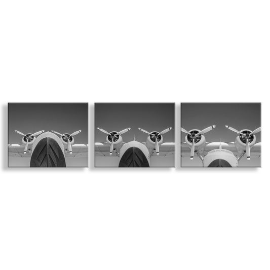 Vintage Seaplane Flying Boat Artwork – Black & White Art Set