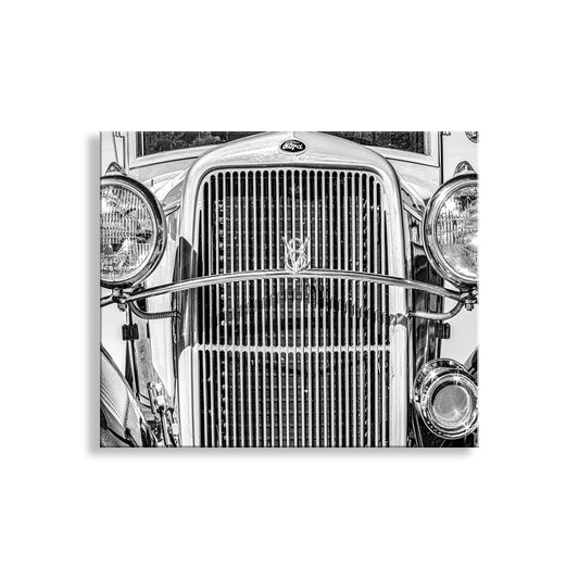 Vintage Ford V8 Pickup Truck Art Print in Black and White