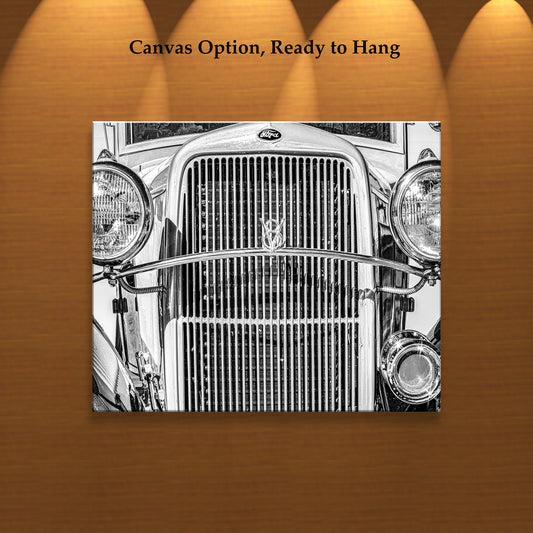 Vintage Ford V8 Pickup Truck Art Print in Black and White