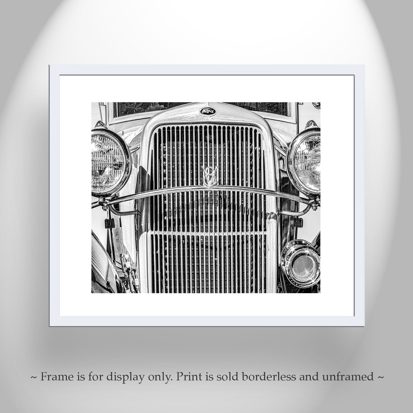 Vintage Ford V8 Pickup Truck Art Print in Black and White