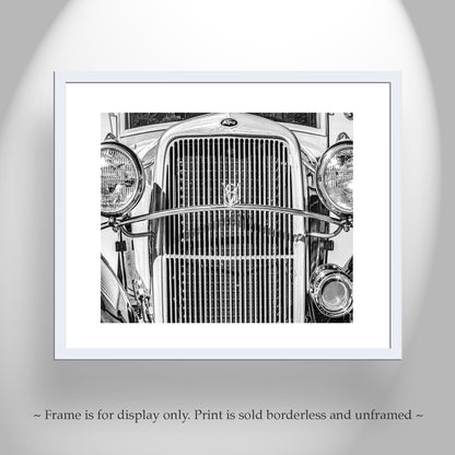 Vintage Ford V8 Pickup Truck Art Print in Black and White