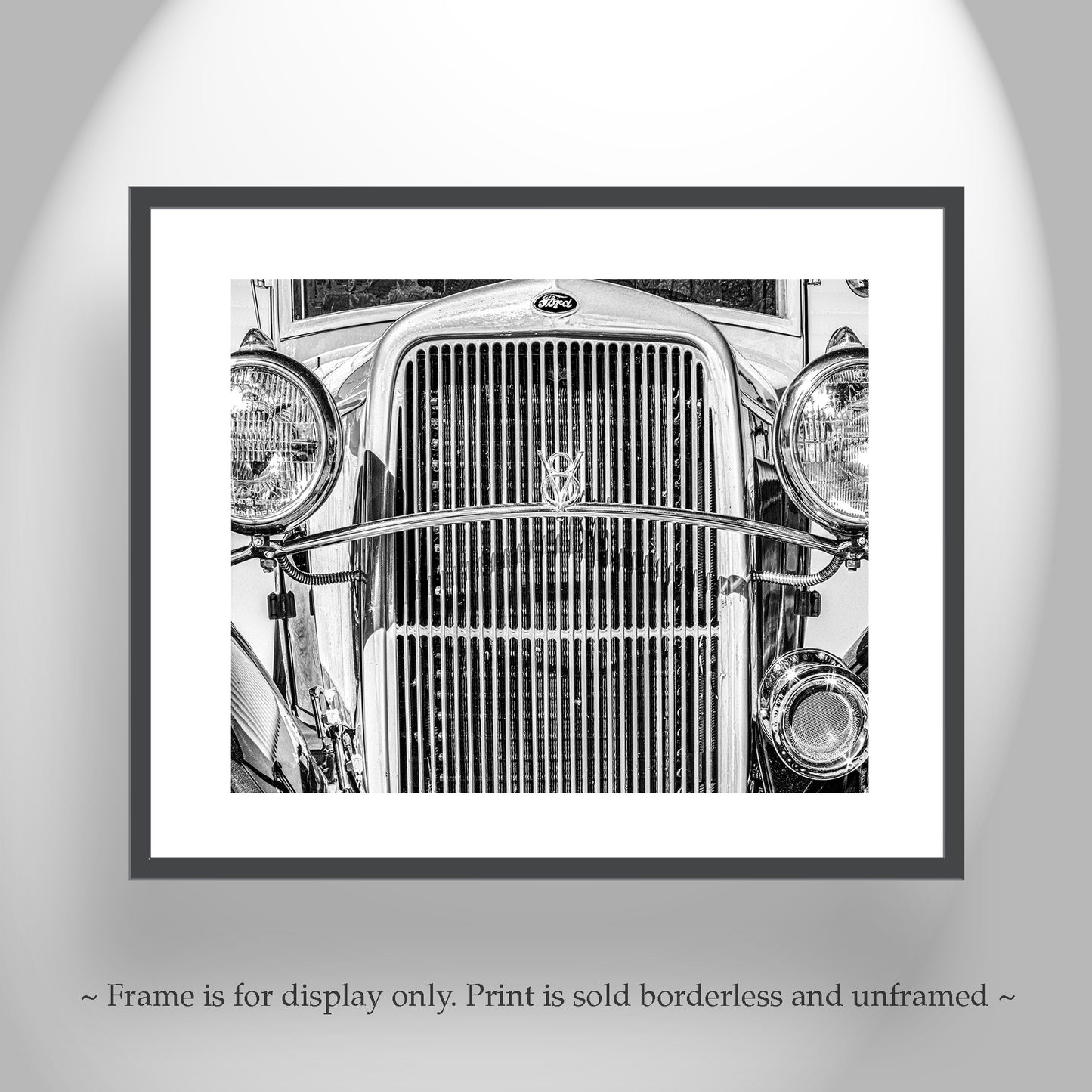 Vintage Ford V8 Pickup Truck Art Print in Black and White