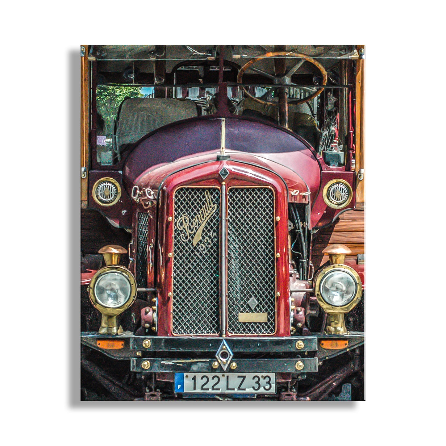 Antique Renault Bus Automotive Art Print in Bordeaux France
