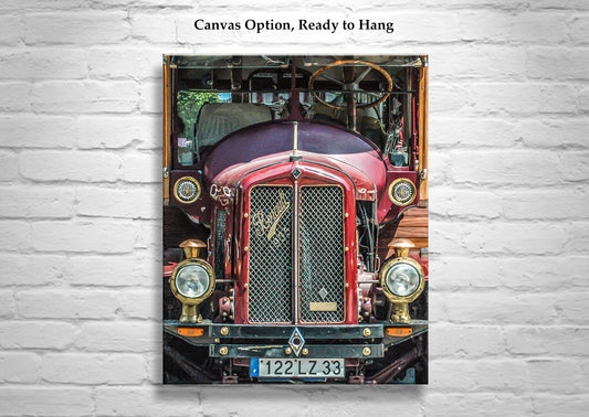 Antique Renault Bus Automotive Art Print in Bordeaux France