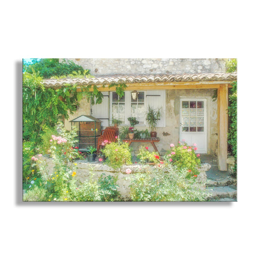 Cottage with a garden and outdoor furniture. French Country Cottage Art Print from the South of France near Bordeaux