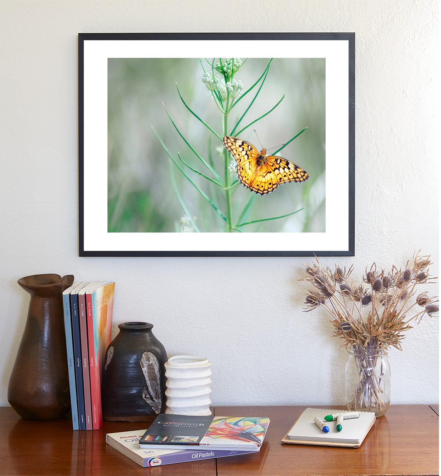 Golden Butterfly Wall Art on Photo Print or Mounted Canvas