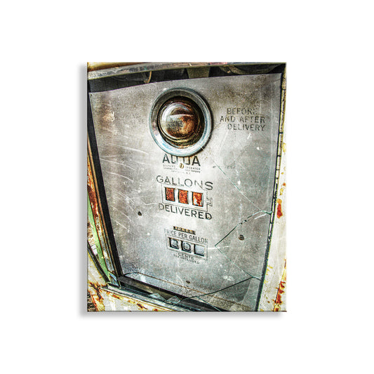 Vintage Gasoline Pump as Automotive Wall Decor