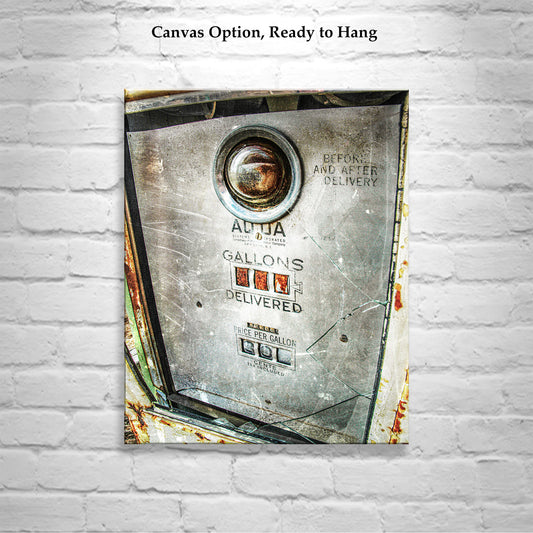 Vintage Gasoline Pump as Automotive Wall Decor