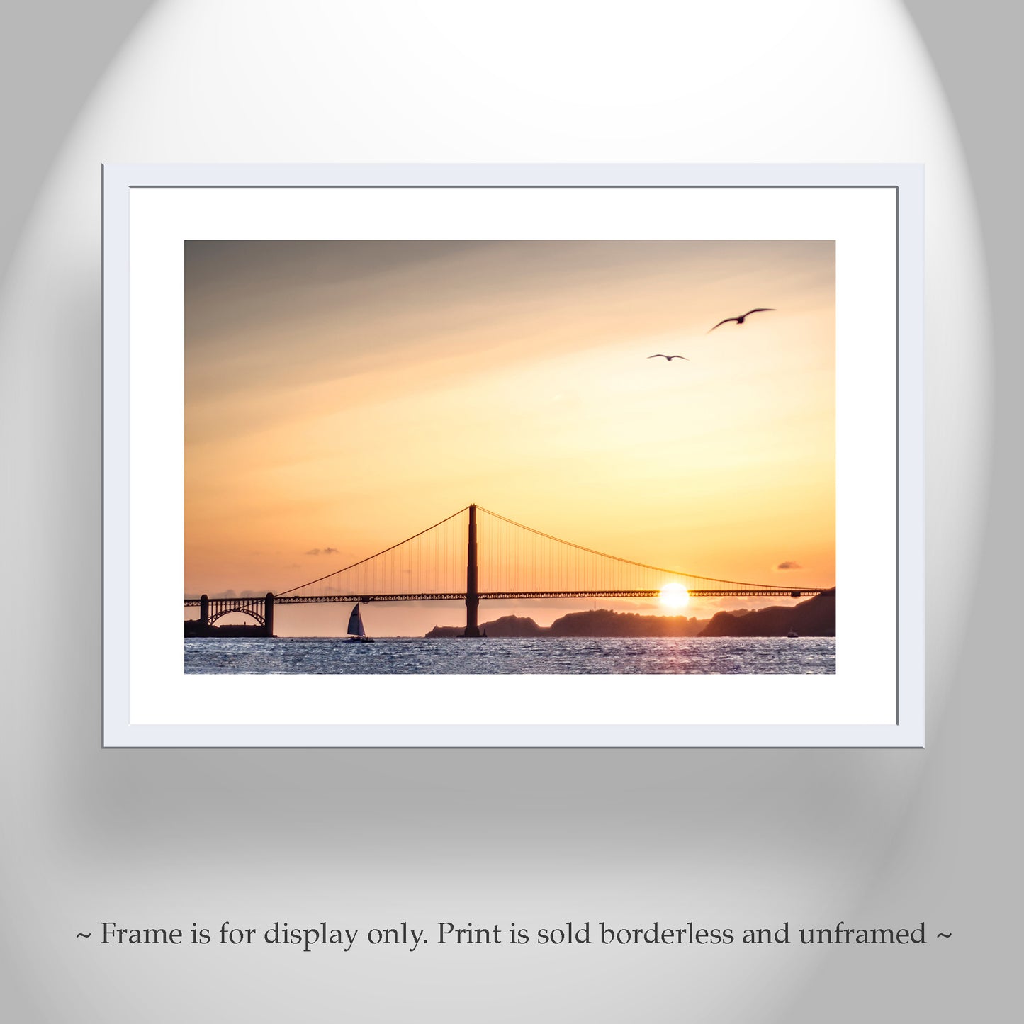 San Francisco Sunset Photograph with Golden Gate Bridge and Sailboat