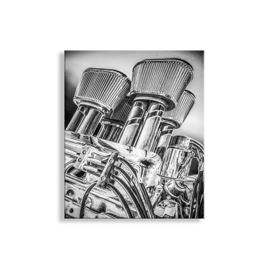 Vintage Black and White Hot Rod Muscle Car Art Print