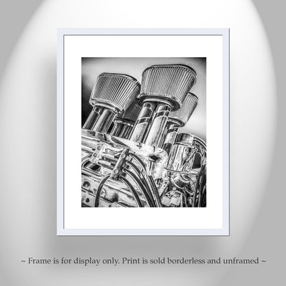 Vintage Black and White Hot Rod Muscle Car Art Print