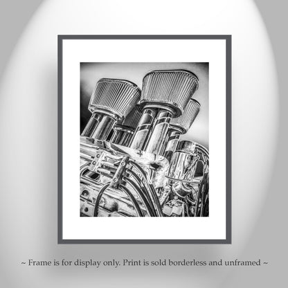 Vintage Black and White Hot Rod Muscle Car Art Print