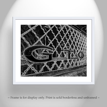 Pontiac GTO Car Art Print in Black and White as Wall Decor