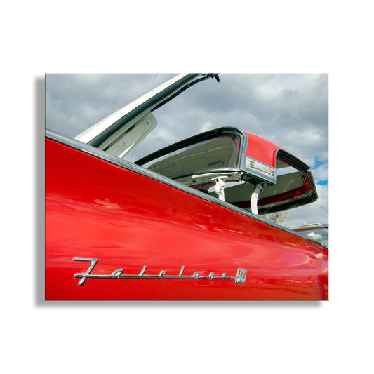 Vintage Red Ford Fairlane Skyliner Convertible Car Art Print