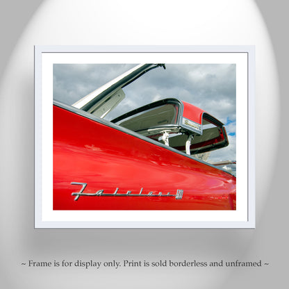 Vintage Red Ford Fairlane Skyliner Convertible Car Art Print