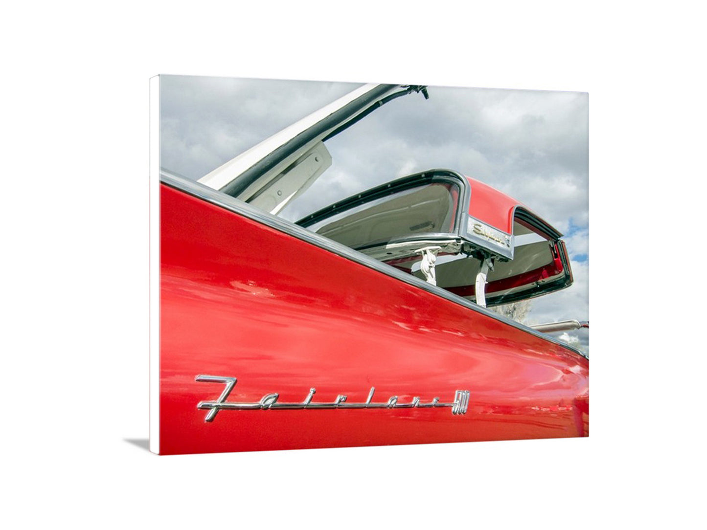 Vintage Red Ford Fairlane Skyliner Convertible Car Art Print