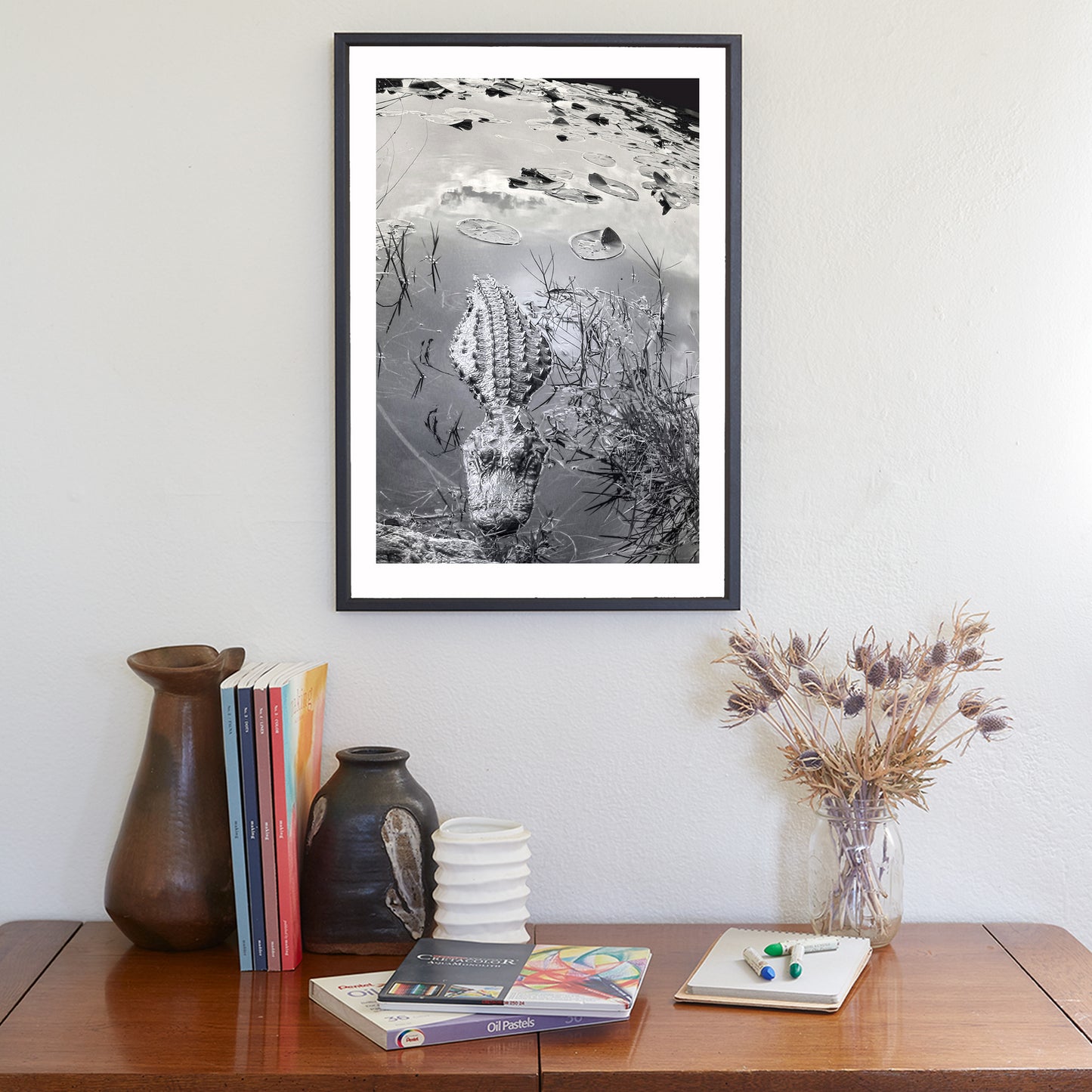Everglades Alligator Picture in Black and White as Florida Wildlife Photography