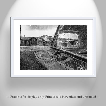 Bodie California Ghost Town Picture in Black & White with Vintage Truck