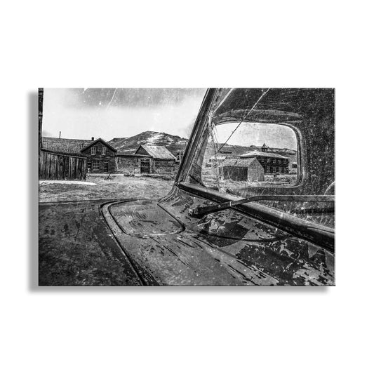Bodie California Ghost Town Picture in Black & White with Vintage Truck
