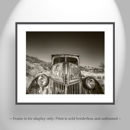 Vintage Ford Truck Photograph in Sepia Tone