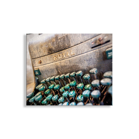 Close-up of a vintage Royal typewriter with visible branding. Vintage Typewriter Picture in Surreal Style at Ruby AZ Ghost Town