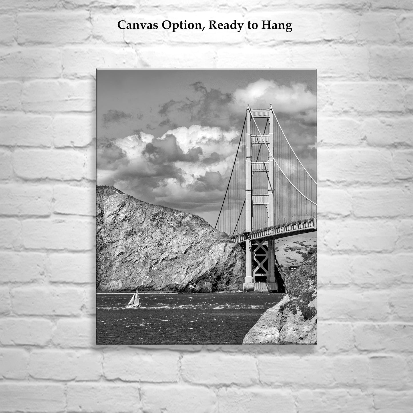 Black and White Golden Gate Bridge Sailing Photograph as Bay Area Coastal Art