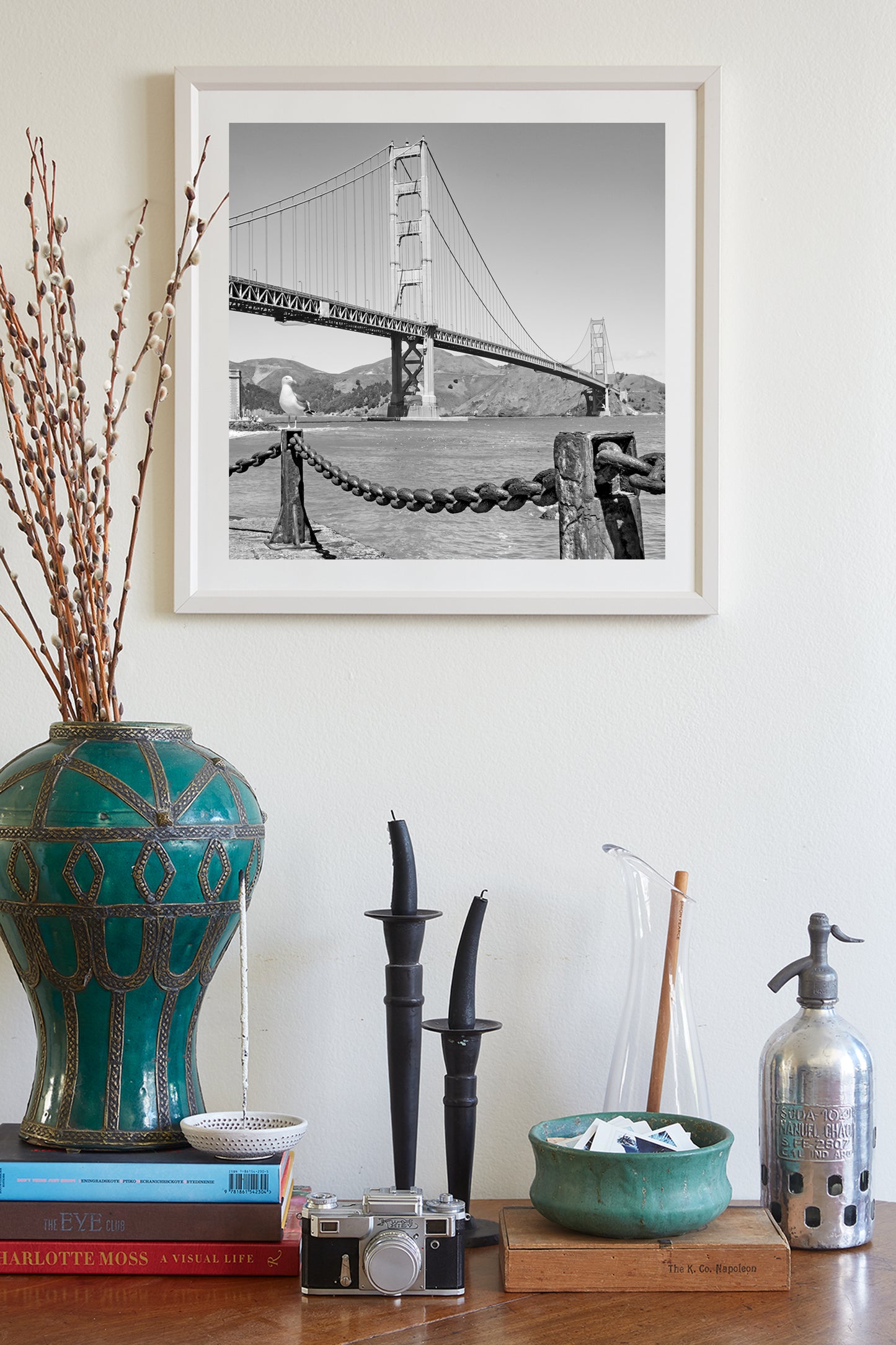 Black and White Artwork of Golden Gate Bridge at Fort Point | The Presidio National Park