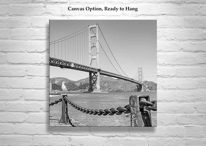 Black and White Artwork of Golden Gate Bridge at Fort Point | The Presidio National Park