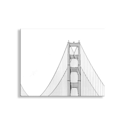 Golden Gate Bridge Abstract Minimalist Art in Black and White