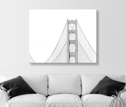 Golden Gate Bridge Abstract Minimalist Art in Black and White