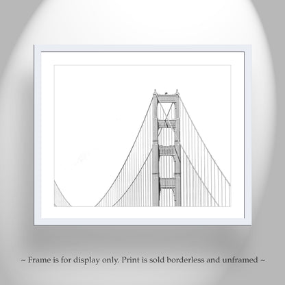 Golden Gate Bridge Abstract Minimalist Art in Black and White