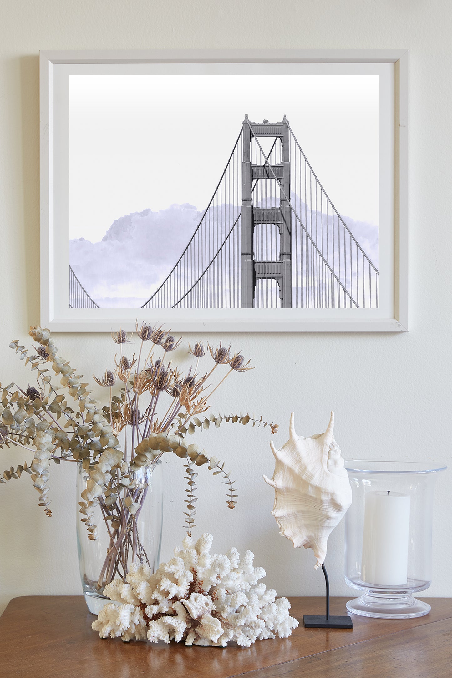 Minimalist Golden Gate Bridge San Francisco California Art Print in Blue
