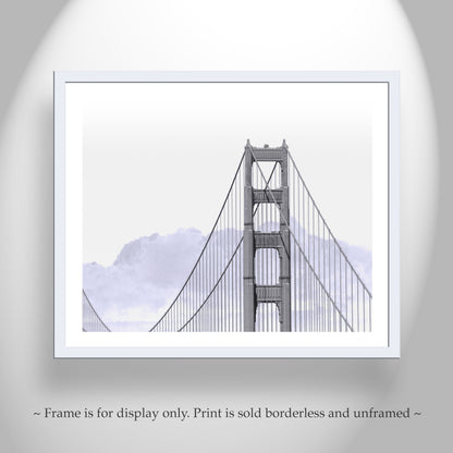 Minimalist Golden Gate Bridge San Francisco California Art Print in Blue