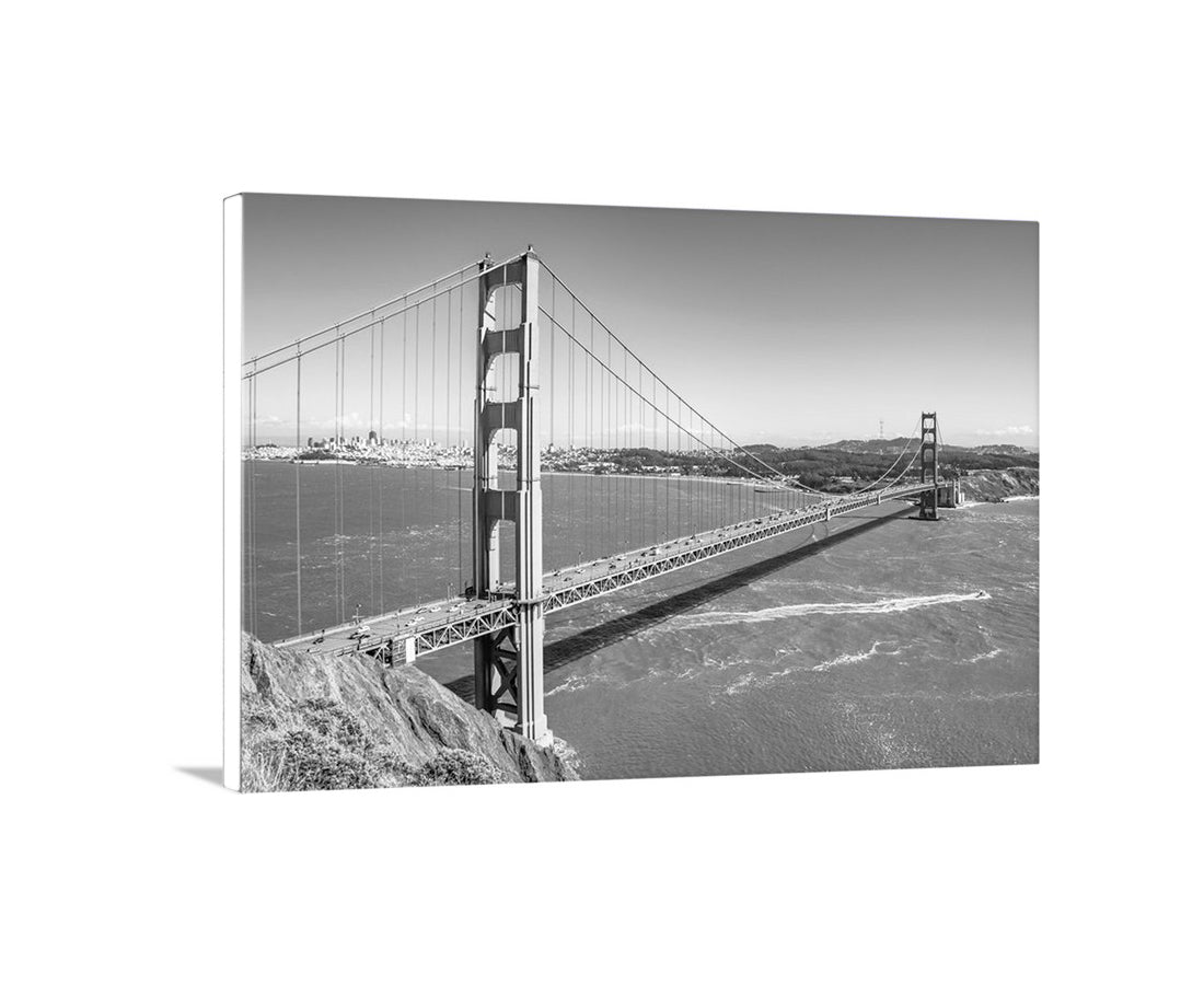 My sweeping San Francisco panorama: the fabulous 1937 Golden Gate Bridge, framing the City by the Bay! Original, unique signed art by Murray Bolesta.