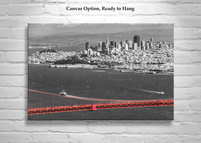 San Francisco Skyline Art Photograph in Black and White | Golden Gate Bridge