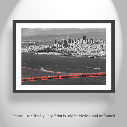 San Francisco Skyline Art Photograph in Black and White | Golden Gate Bridge