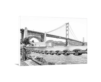 San Francisco Art Print in Black & White at Presidio Fort Point with Golden Gate Bridge