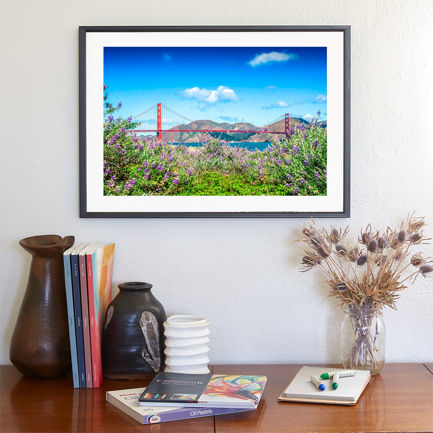 Bay Area Landscape Photography with Presidio Dune Wildflower & Golden Gate Bridge