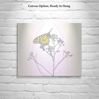 Monarch Butterfly Art Print in Pastel Abstract Minimalist Style