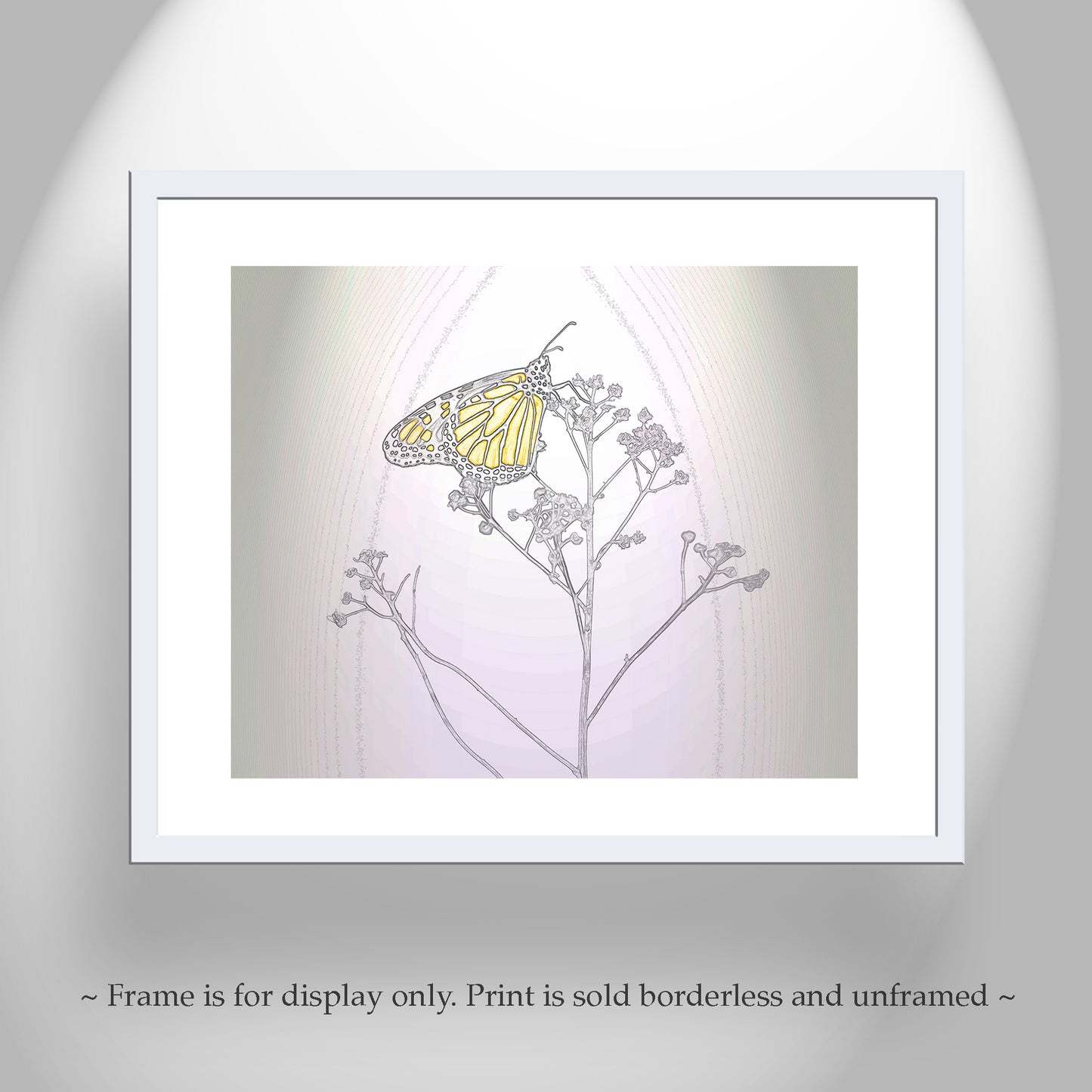 Monarch Butterfly Art Print in Pastel Abstract Minimalist Style