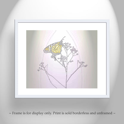 Monarch Butterfly Art Print in Pastel Abstract Minimalist Style