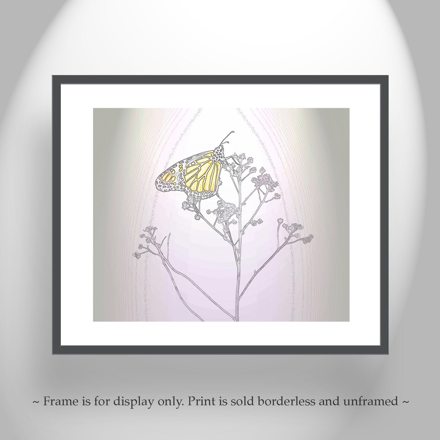 Monarch Butterfly Art Print in Pastel Abstract Minimalist Style