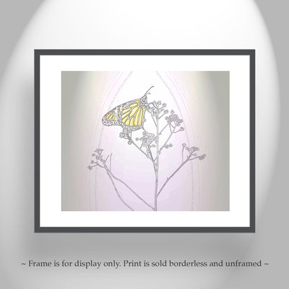 Monarch Butterfly Art Print in Pastel Abstract Minimalist Style