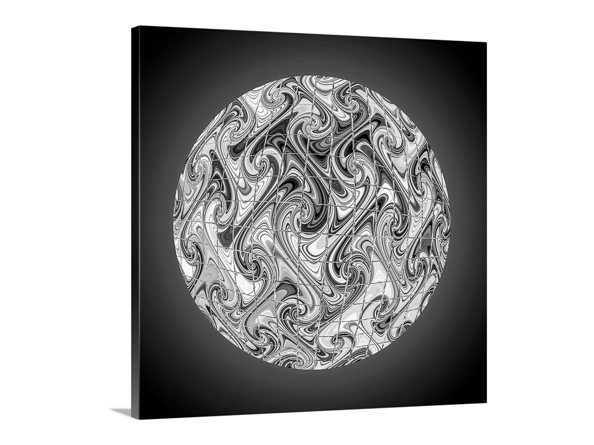 Psychedelic Art in Black and White on Square Framed Canvas