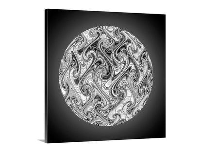 Psychedelic Art in Black and White on Square Framed Canvas