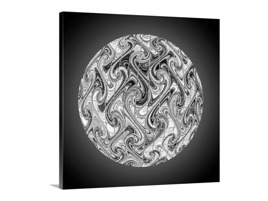 Psychedelic Art in Black and White on Square Framed Canvas