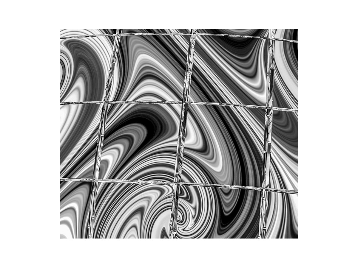 Psychedelic Art in Black and White on Square Framed Canvas